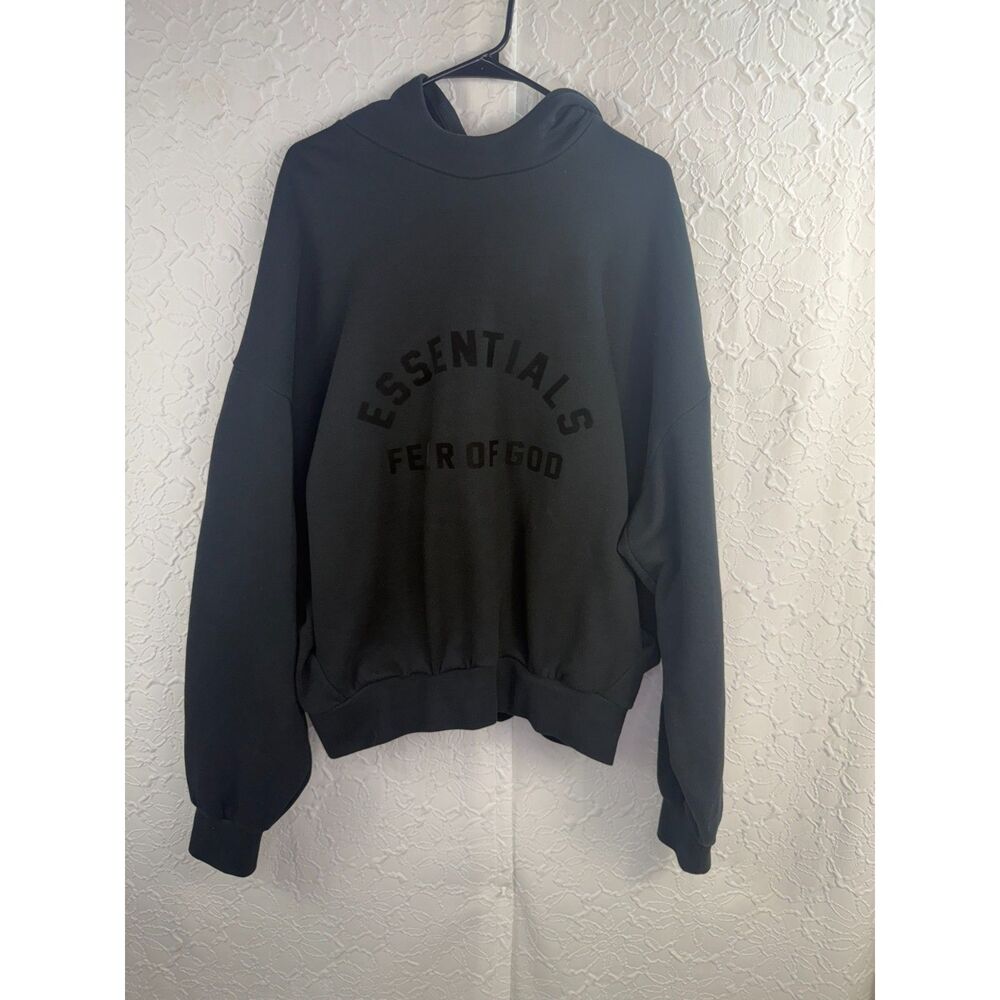 Fear of God Essentials Front Logo Hoodie Black | Size Large oversize